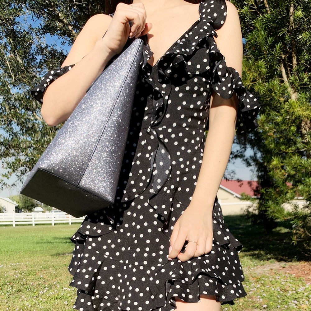 ‼️SALE‼️NWT Kate Spade Large Tote Glitter Navy - Picture 4 of 4